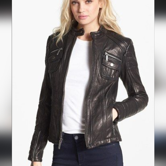 Michael Kors Jackets & Blazers - Michael Kors Moto Leather Jacket Full Zip Size Small Black SOFT!!